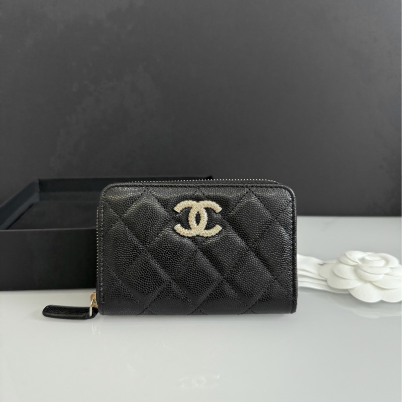 Chanel 淡金荔枝皮 加大款 拉鍊錢包 立體LOGO 淡金 荔枝皮 大ㄇ拉 大ㄇ字 晶片款 全新 送禮很ok~🎁-0