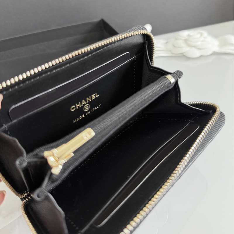 Chanel 淡金荔枝皮 加大款 拉鍊錢包 立體LOGO 淡金 荔枝皮 大ㄇ拉 大ㄇ字 晶片款 全新 送禮很ok~🎁-1