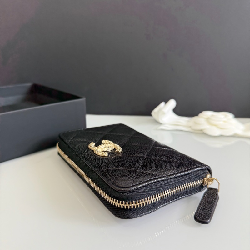 Chanel 淡金荔枝皮 加大款 拉鍊錢包 立體LOGO 淡金 荔枝皮 大ㄇ拉 大ㄇ字 晶片款 全新 送禮很ok~🎁-4