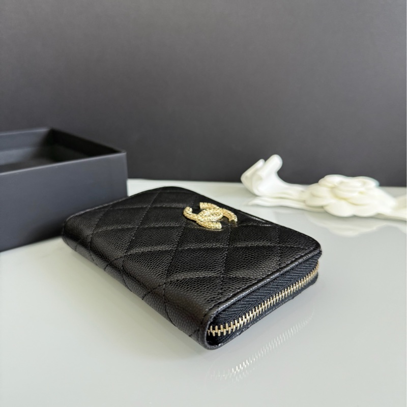 Chanel 淡金荔枝皮 加大款 拉鍊錢包 立體LOGO 淡金 荔枝皮 大ㄇ拉 大ㄇ字 晶片款 全新 送禮很ok~🎁-6