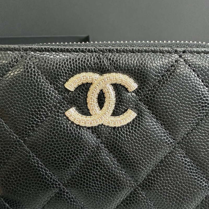 Chanel 淡金荔枝皮 加大款 拉鍊錢包 立體LOGO 淡金 荔枝皮 大ㄇ拉 大ㄇ字 晶片款 全新 送禮很ok~🎁-7