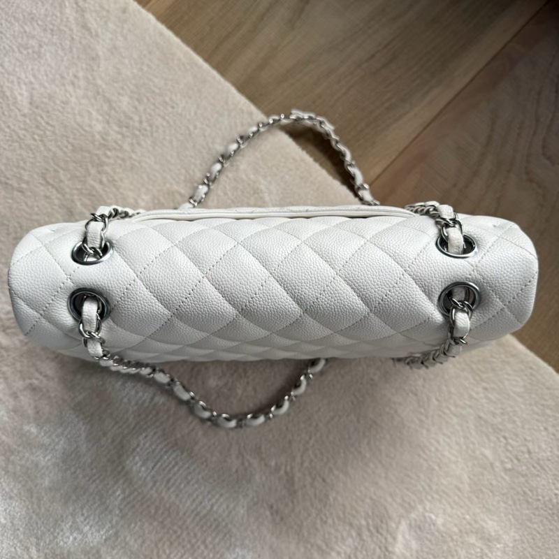 CHANEL CF26白色荔枝牛皮雙肩斜背鏈條包-3