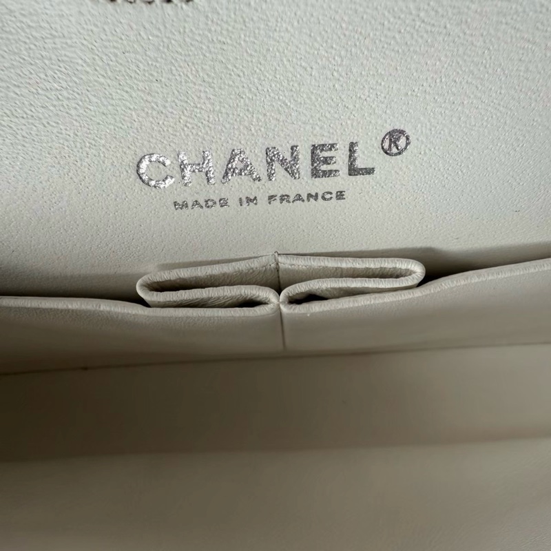 CHANEL CF26白色荔枝牛皮雙肩斜背鏈條包-12