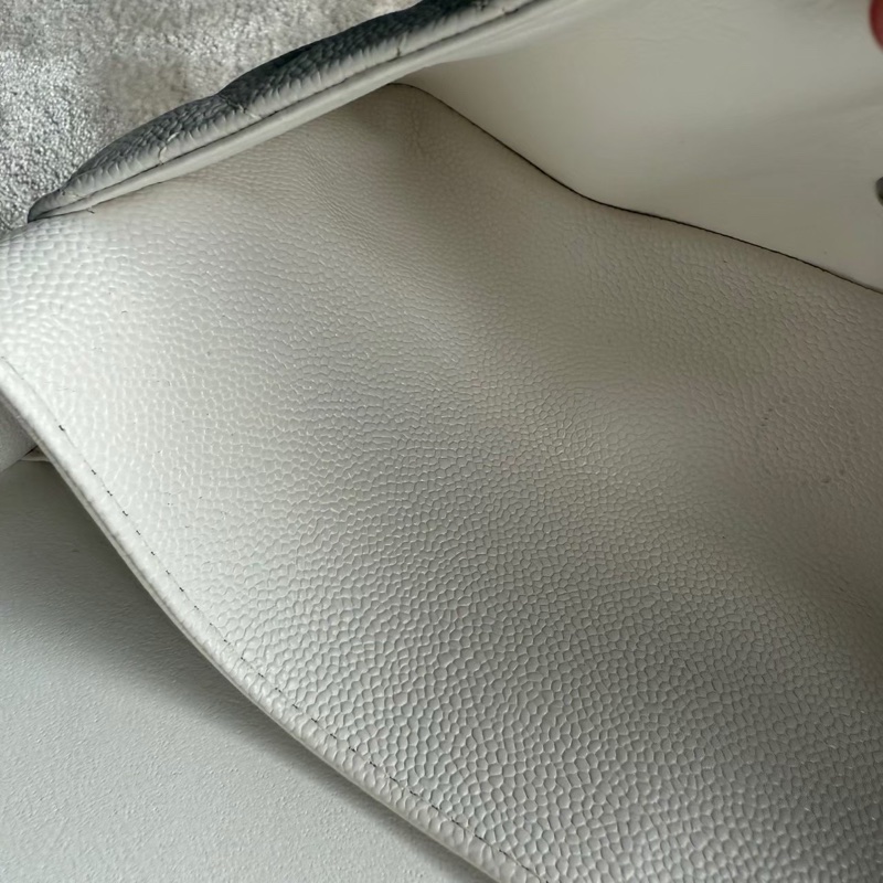 CHANEL CF26白色荔枝牛皮雙肩斜背鏈條包-16
