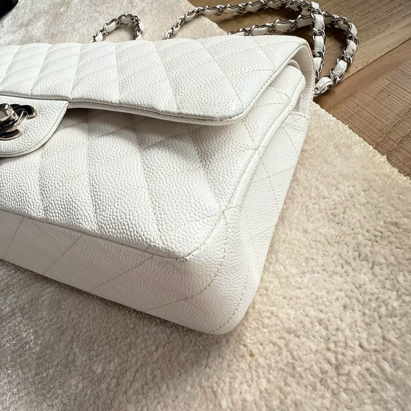 CHANEL CF26白色荔枝牛皮雙肩斜背鏈條包-19