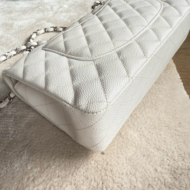 CHANEL CF26白色荔枝牛皮雙肩斜背鏈條包-20