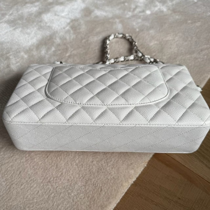 CHANEL CF26白色荔枝牛皮雙肩斜背鏈條包-21