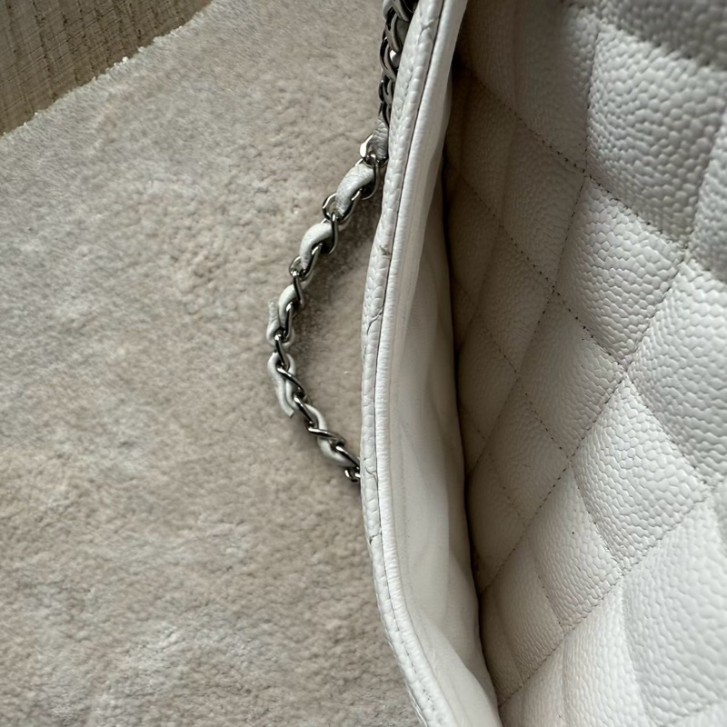 CHANEL CF26白色荔枝牛皮雙肩斜背鏈條包-26