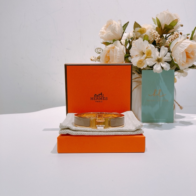 TW4388 Hermes 愛馬仕H手鐲 奶茶色金扣Clic H Bracelet PM Marron Glace x GHW-0