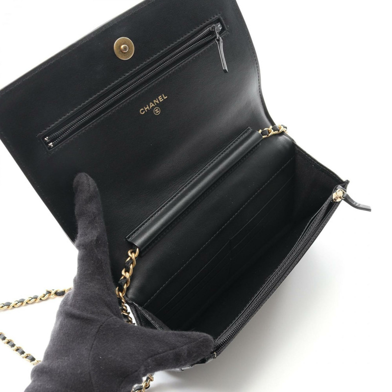 CHANEL Boy Chanel 粒面小牛皮單肩包，黑色，女款，AP1117-2