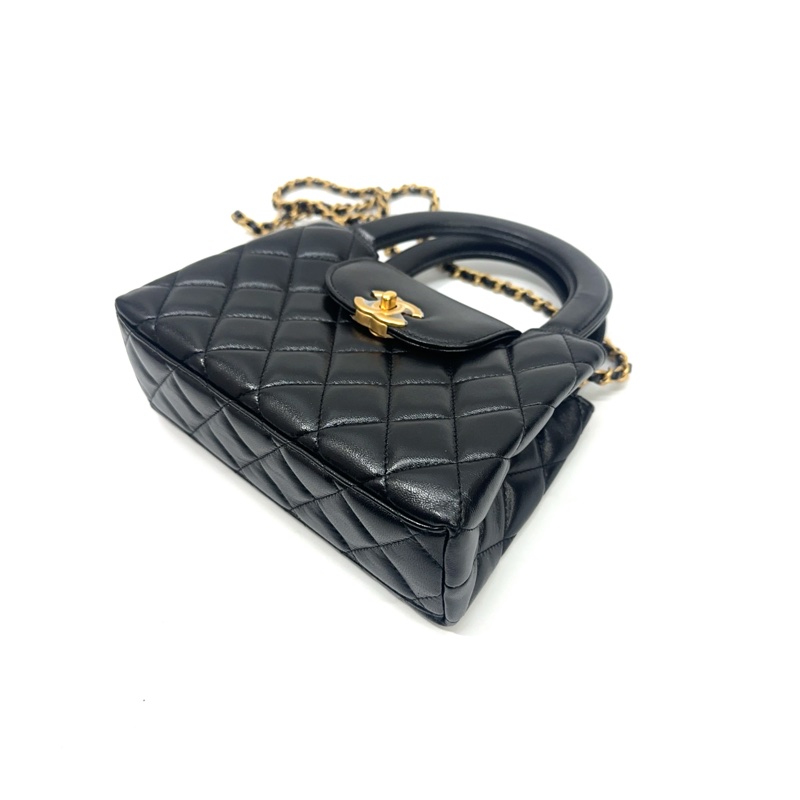 全新 Chanel 黑羊皮金釦Kelly Nano手提斜背包 AS4416-6