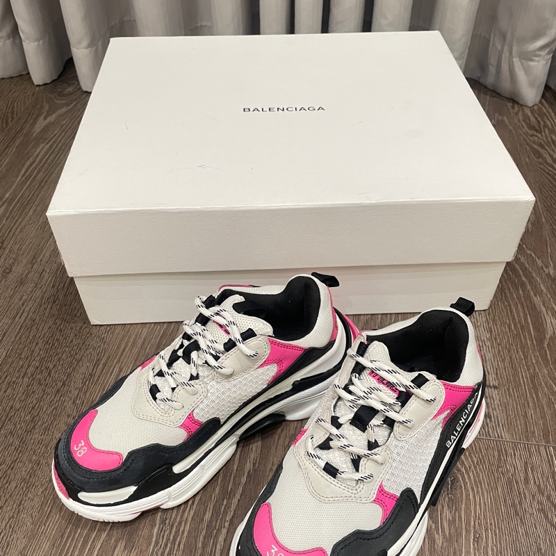 二手 Balenciaga 巴黎世家 Triple S 老爹鞋 尺寸:38 經典配色超百搭 桃黑配色-0