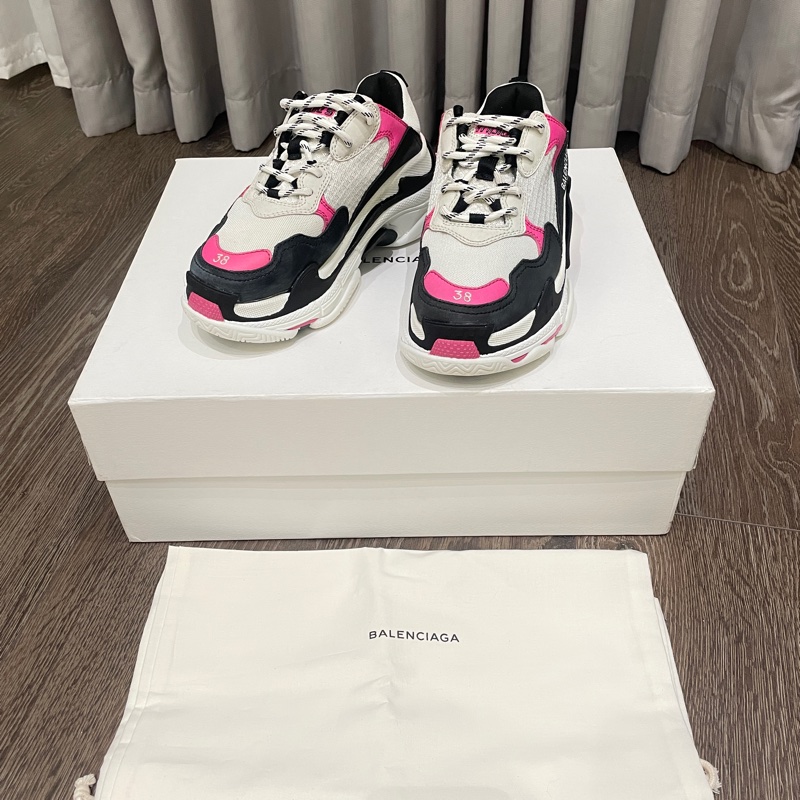 二手 Balenciaga 巴黎世家 Triple S 老爹鞋 尺寸:38 經典配色超百搭 桃黑配色-2