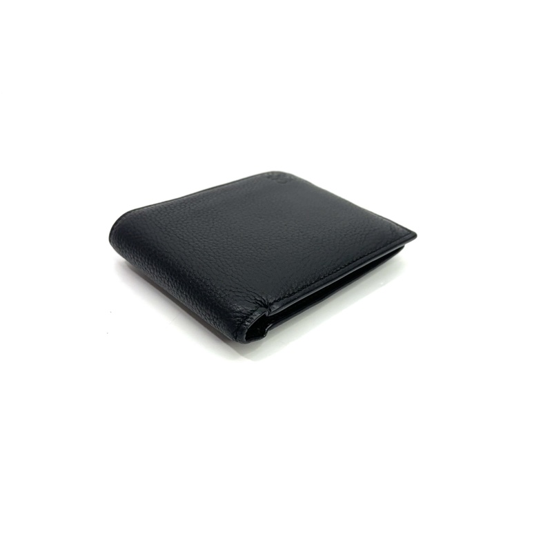 Loewe 黑牛皮內零錢袋對開4卡短夾-6