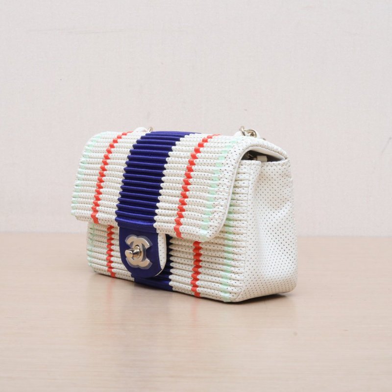 CHANEL(香奈兒) CF 口蓋包 大Mini 20cm 拼色 27開 金扣 鏤空季節款-3