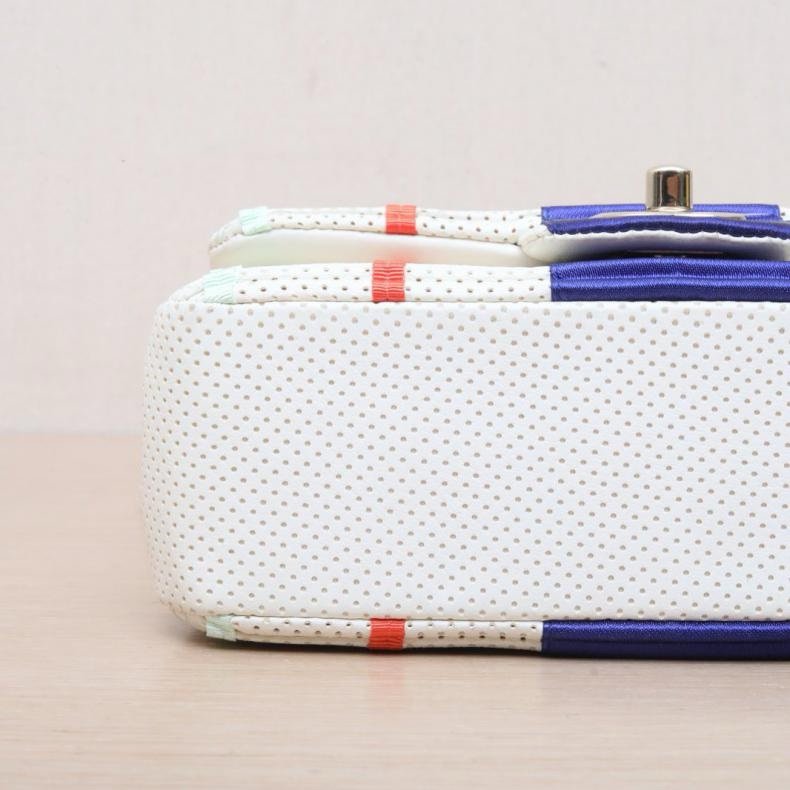 CHANEL(香奈兒) CF 口蓋包 大Mini 20cm 拼色 27開 金扣 鏤空季節款-6