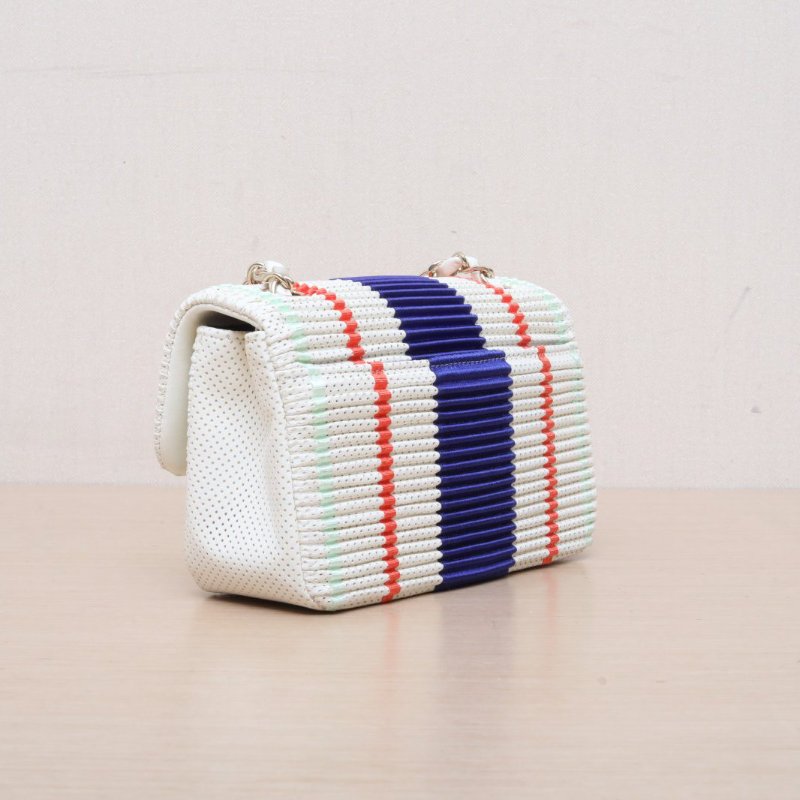 CHANEL(香奈兒) CF 口蓋包 大Mini 20cm 拼色 27開 金扣 鏤空季節款-10