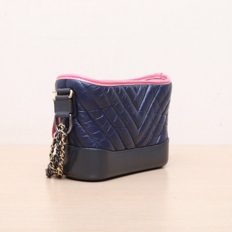 CHANEL(香奈兒) GABRIELLE 流浪 小號 20cm 拼色 26開 金銀扣 V紋-10