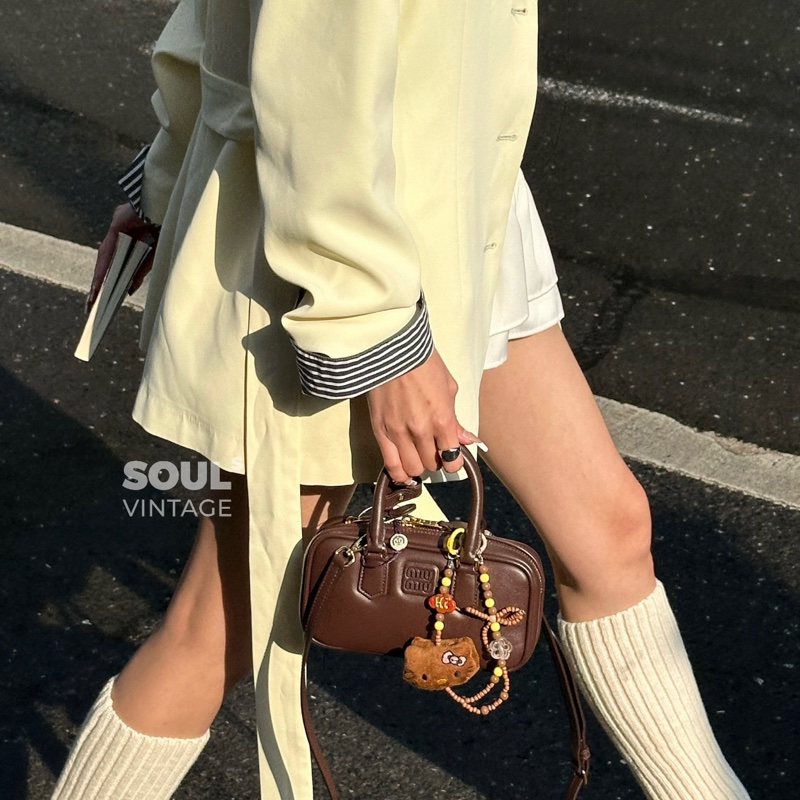 2025 新品 Miu Miu Arcadie 迷你 手提單肩包 石楠木色-4