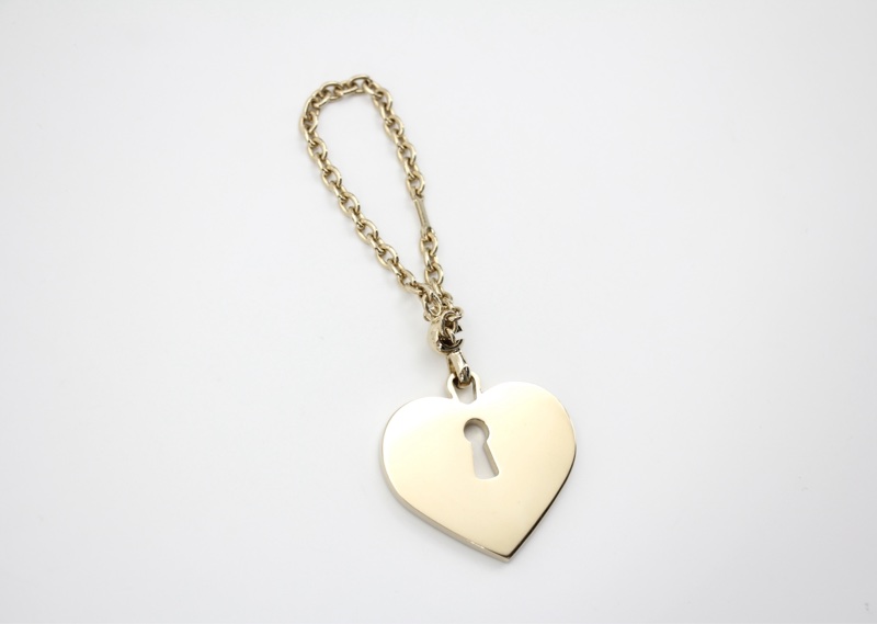 Chanel Vintage 02P 水鑽粉紅色愛心鎖牌掛飾-7