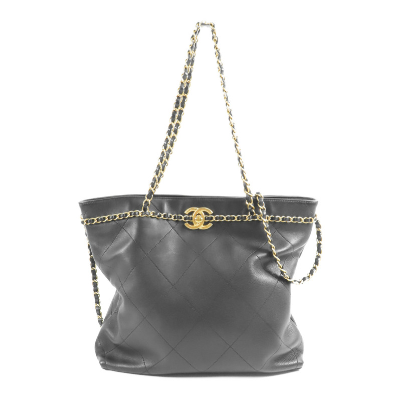 CHANEL 皮革Coco Mark金扣手挽肩背兩用袋-0