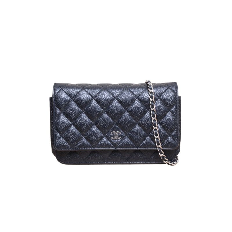 CHANEL(香奈兒) CF WOC 19cm 黑色 荔枝 30開 銀扣-0
