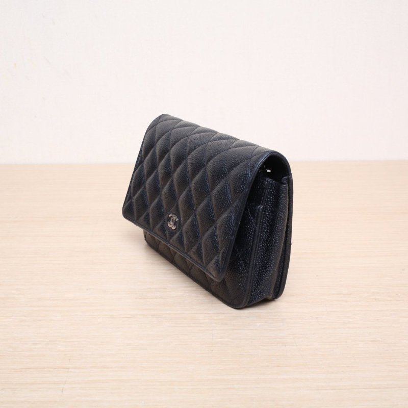CHANEL(香奈兒) CF WOC 19cm 黑色 荔枝 30開 銀扣-3