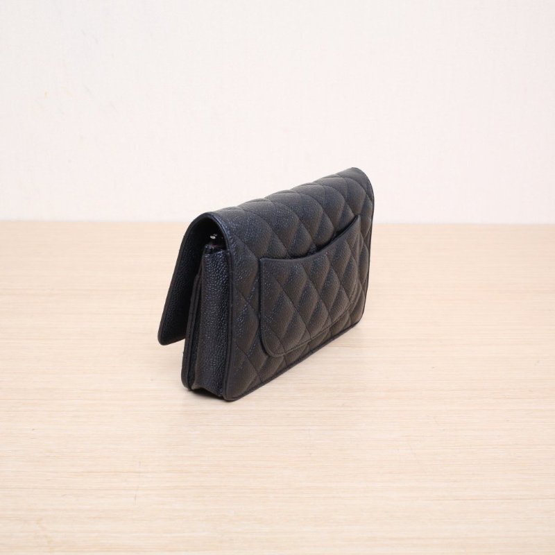 CHANEL(香奈兒) CF WOC 19cm 黑色 荔枝 30開 銀扣-5