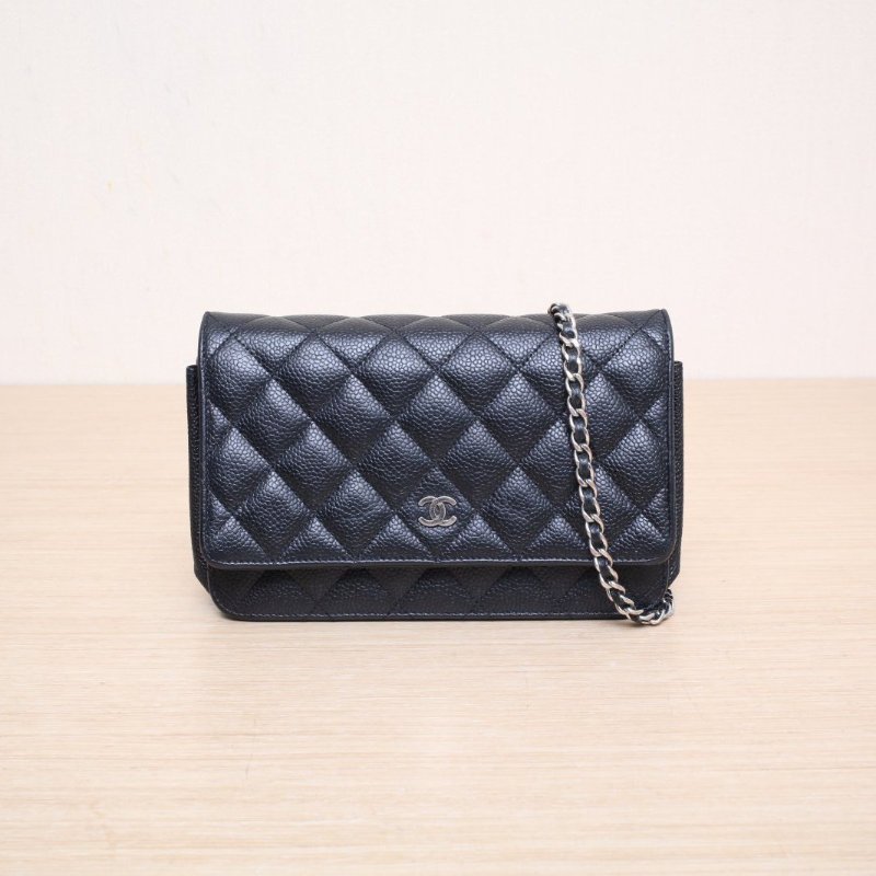 CHANEL(香奈兒) CF WOC 19cm 黑色 荔枝 30開 銀扣-9