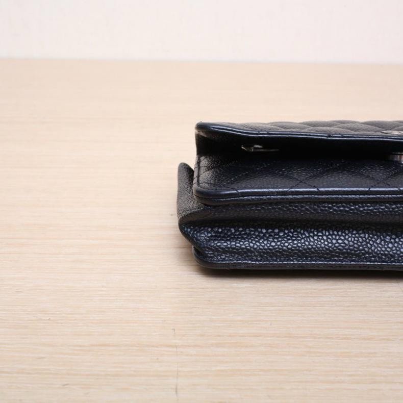 CHANEL(香奈兒) CF WOC 19cm 黑色 荔枝 30開 銀扣-11