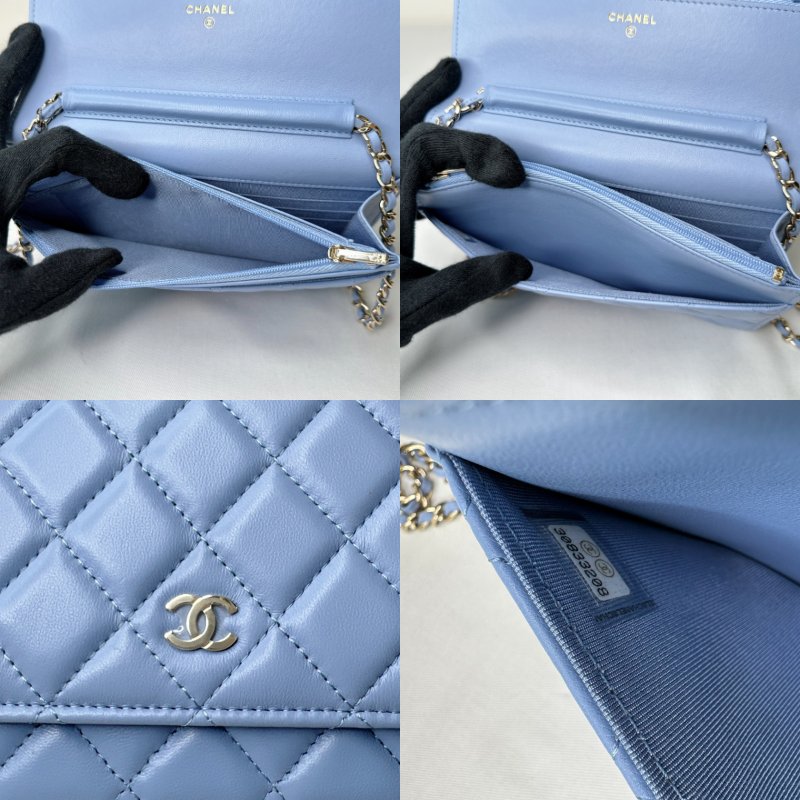 CHANEL 淺藍金羊woc鏈帶包-9