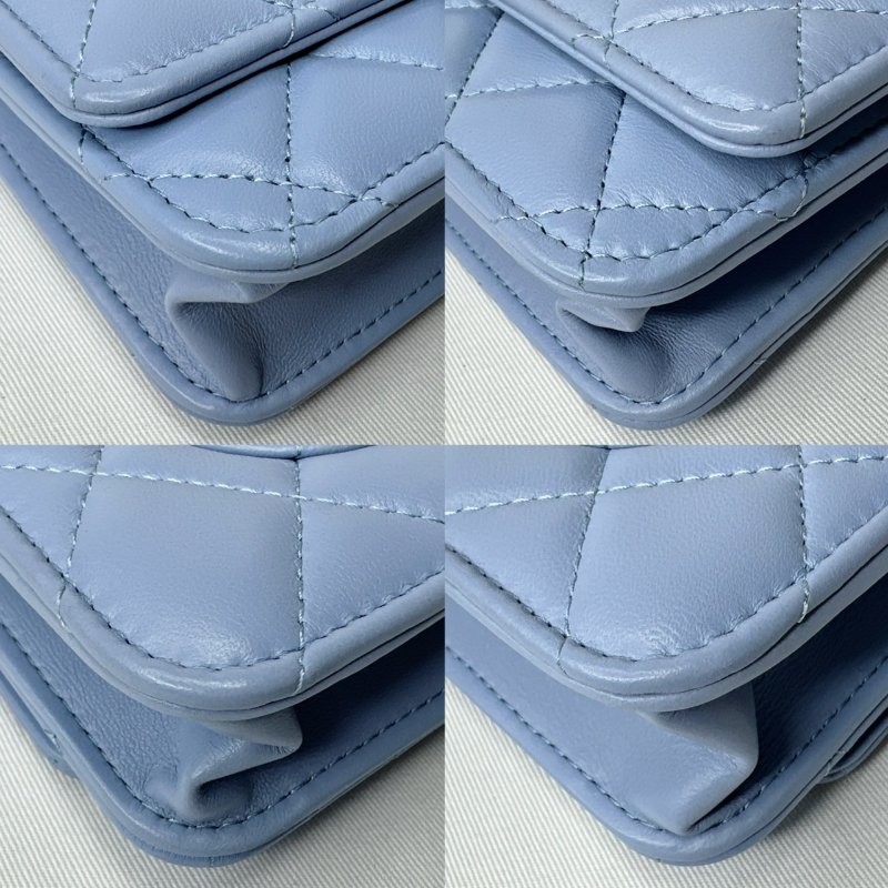 CHANEL 淺藍金羊woc鏈帶包-11