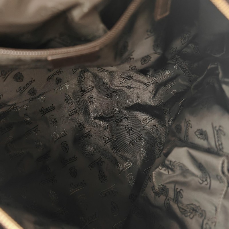 Gucci 古馳 黑色全皮老花壓紋旅行包-5