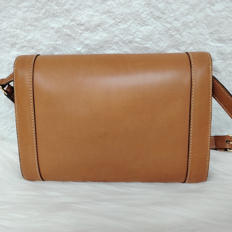 Celine Triomphe 黄褐色 牛皮 中號 皮肩帶 20年-3