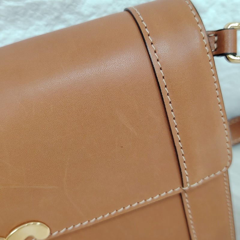 Celine Triomphe 黄褐色 牛皮 中號 皮肩帶 20年-9