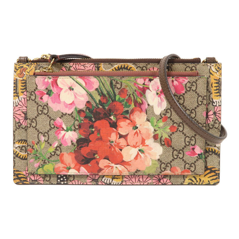 GUCCI 塗層皮革Bengal Tiger Flower金扣肩背袋-0