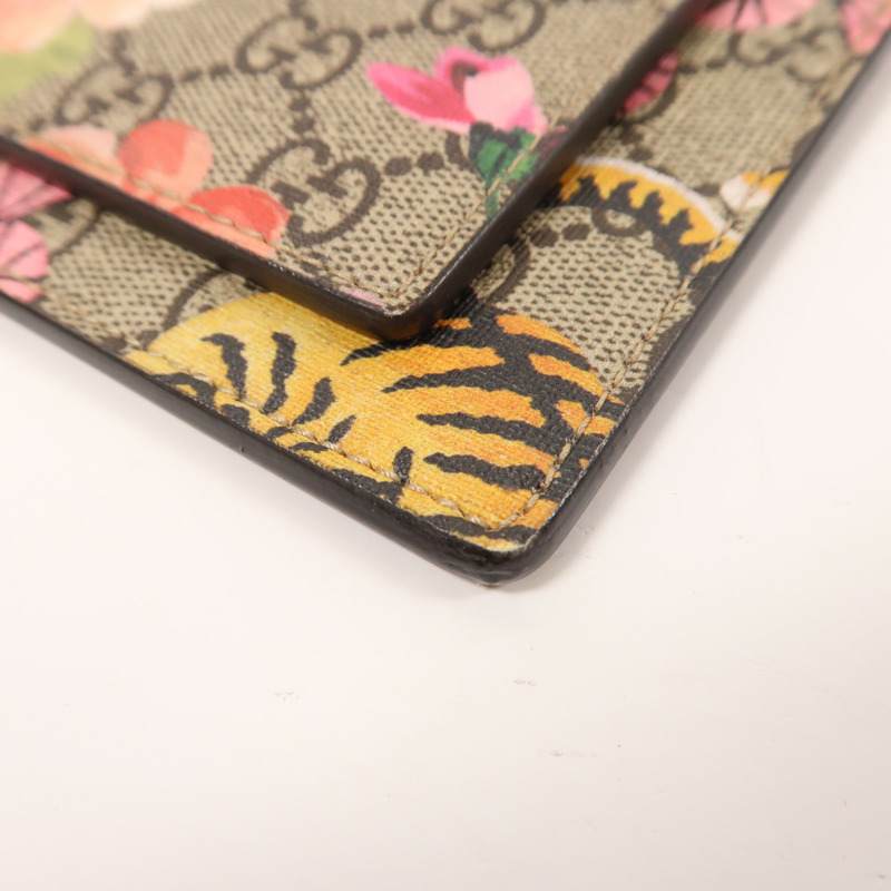 GUCCI 塗層皮革Bengal Tiger Flower金扣肩背袋-8