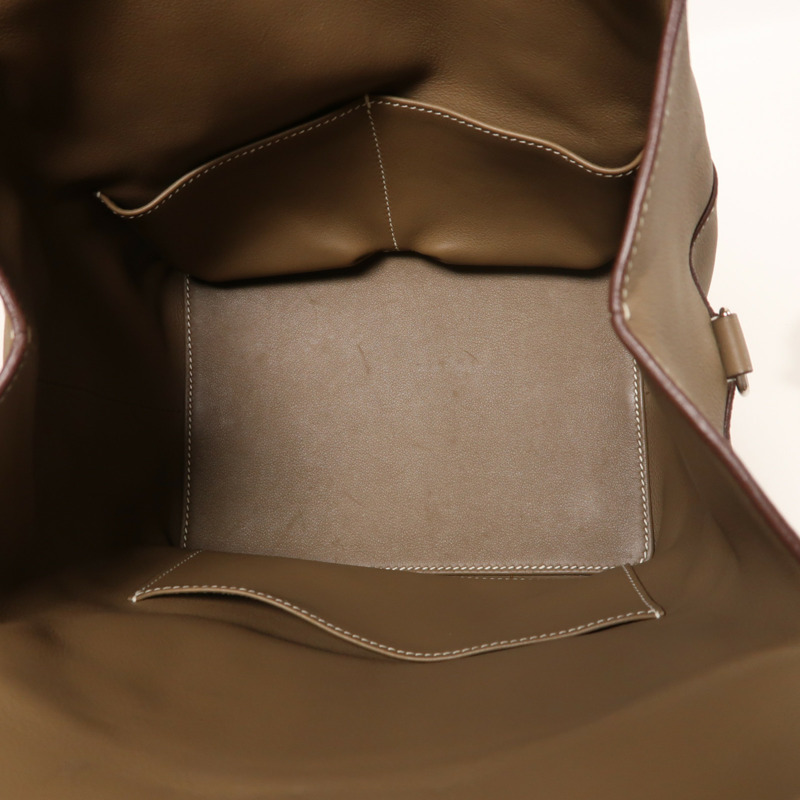 HERMES Swift皮革Tool Box 20銀扣手挽肩背兩用袋Etoupe-4