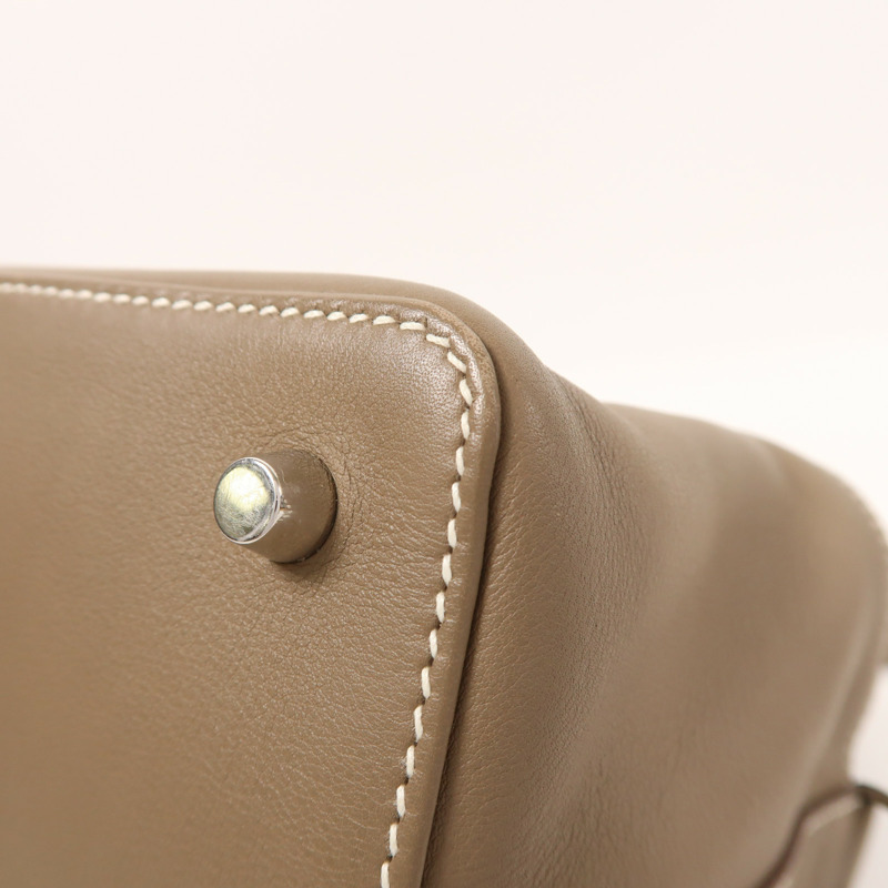 HERMES Swift皮革Tool Box 20銀扣手挽肩背兩用袋Etoupe-10