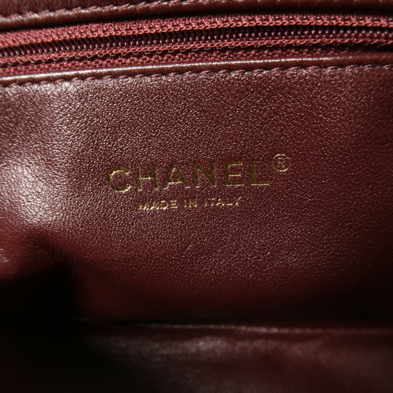 CHANEL 牛皮皮革Chain Shoulder金扣鏈帶肩背袋-5