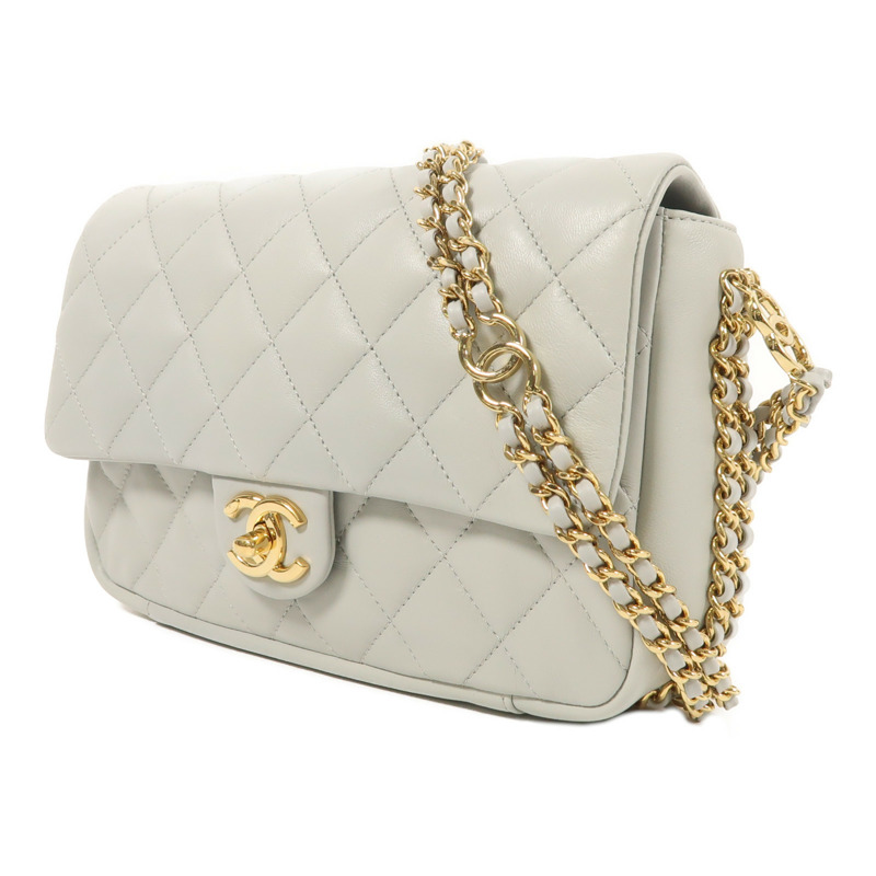 CHANEL 牛皮皮革Chain Shoulder金扣鏈帶肩背袋-2