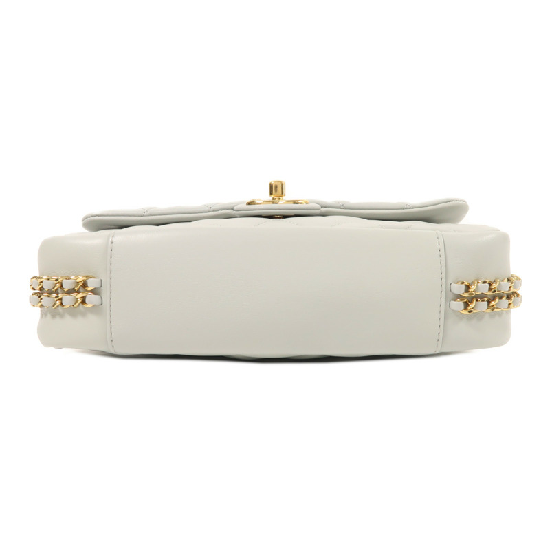 CHANEL 牛皮皮革Chain Shoulder金扣鏈帶肩背袋-3