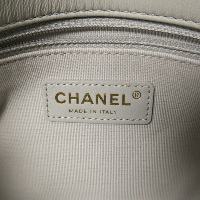 CHANEL 牛皮皮革Chain Shoulder金扣鏈帶肩背袋-5