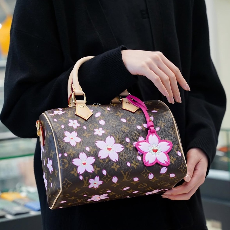LVx村上隆櫻花🌸波士頓SPEEDY25CM手提/斜背包-3