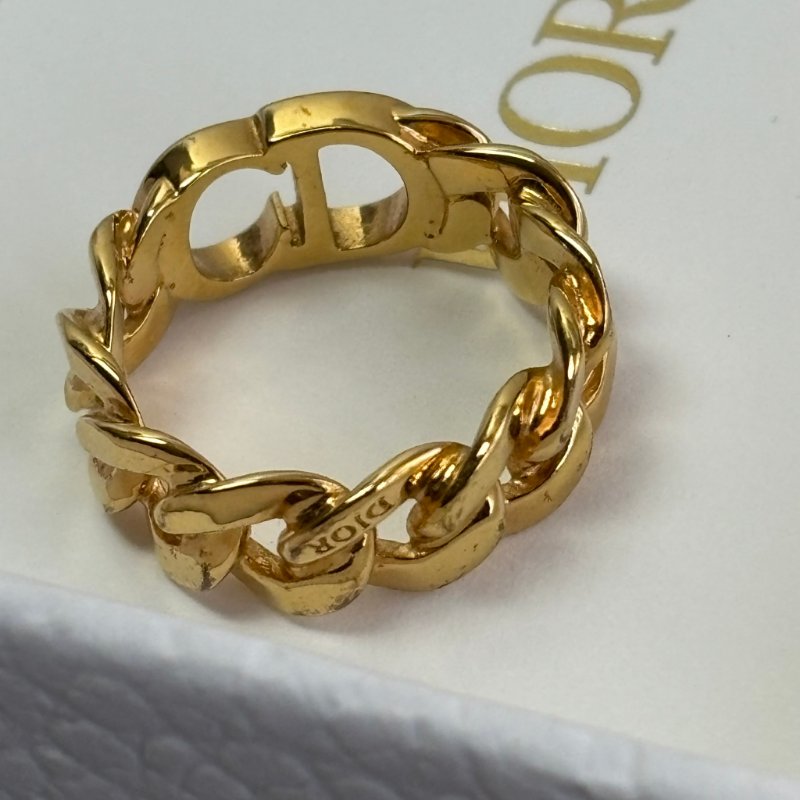 ::Christian Dior:: 金色CD Icon 鏈環戒指-6