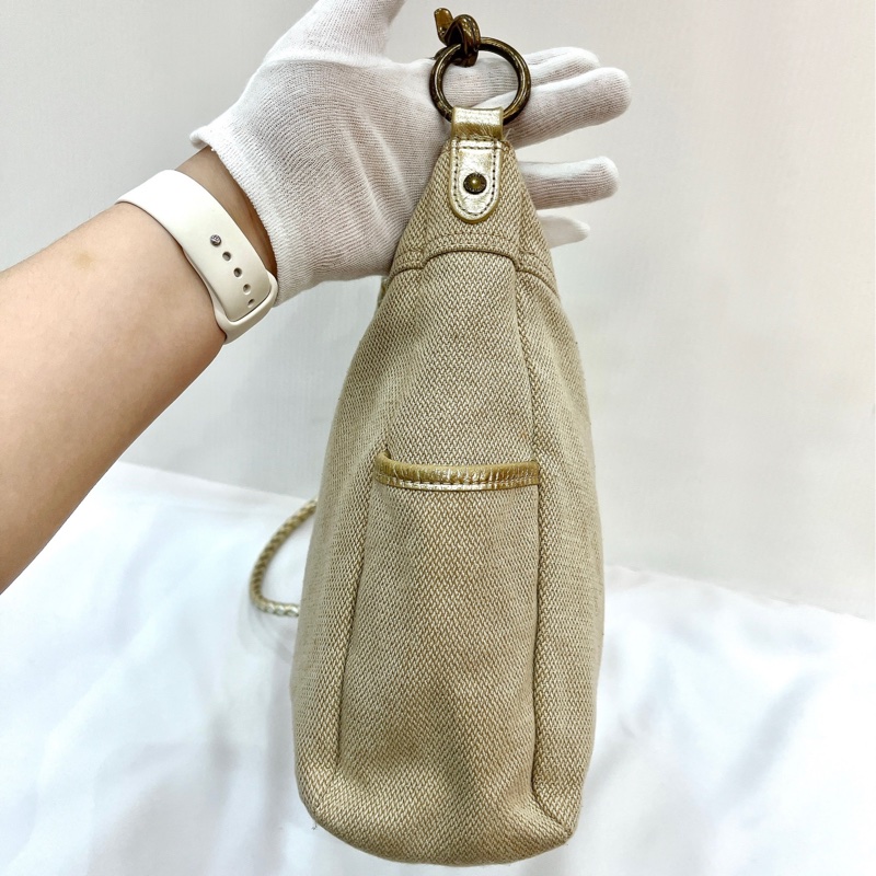 莉亞精品♡ Burberry 戰馬編織帆布包 二手美包-4