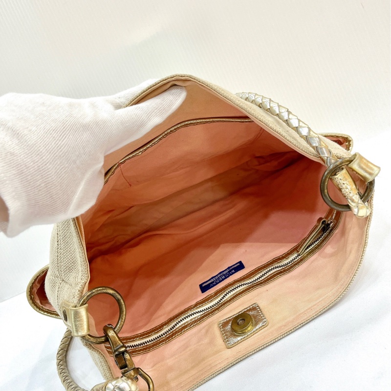 莉亞精品♡ Burberry 戰馬編織帆布包 二手美包-13