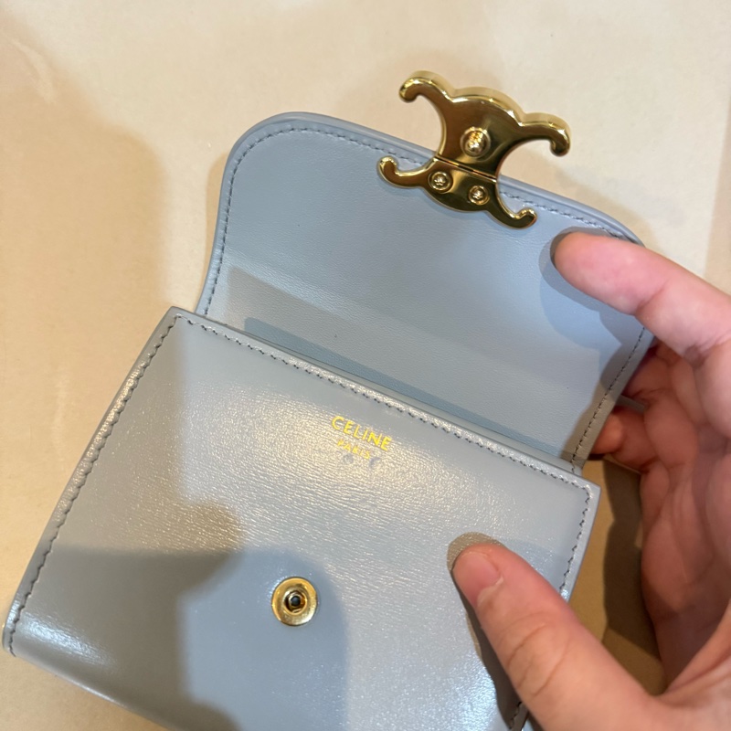 Celine 凱旋門短夾 限量冰川藍 限定色✨-11