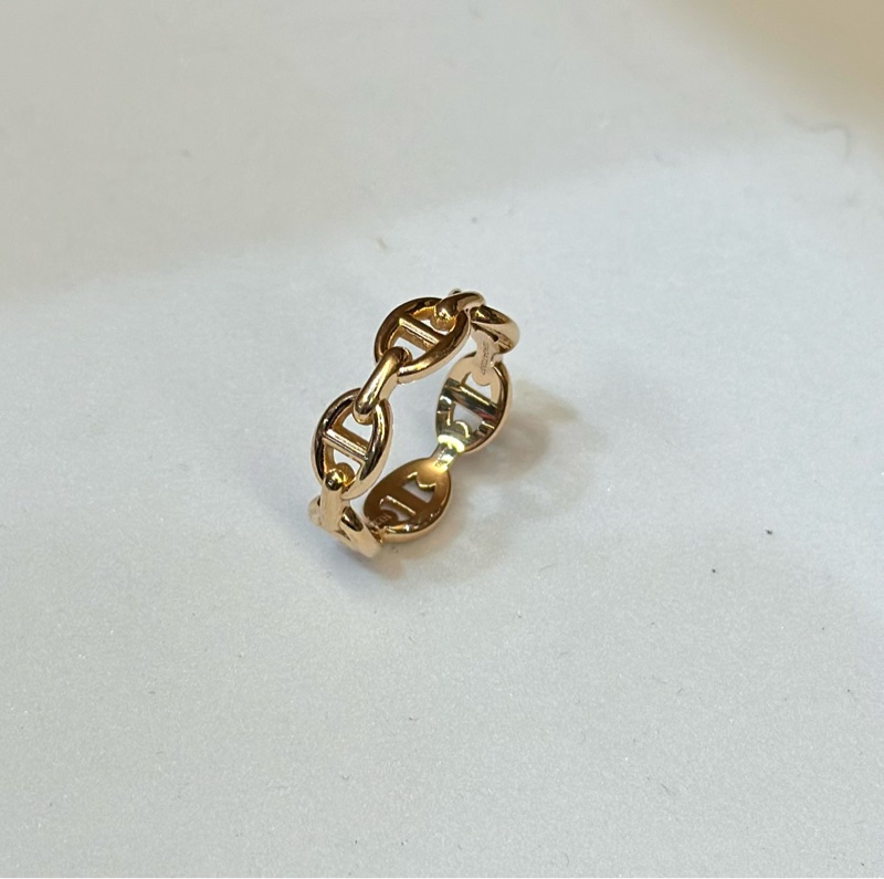 Hermes 750玫瑰金豬鼻戒指-3