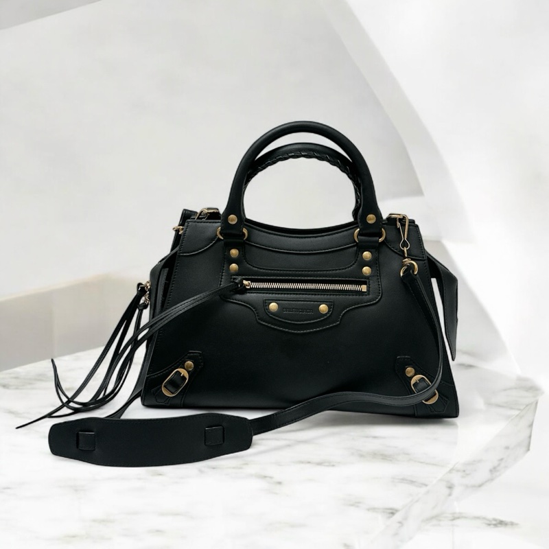 莉亞精品♡ Balenciaga 黑金機車包 近新美包-0